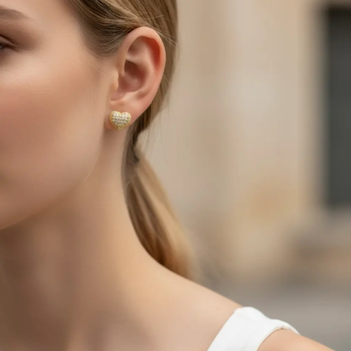 Heart Earrings with Sparkles