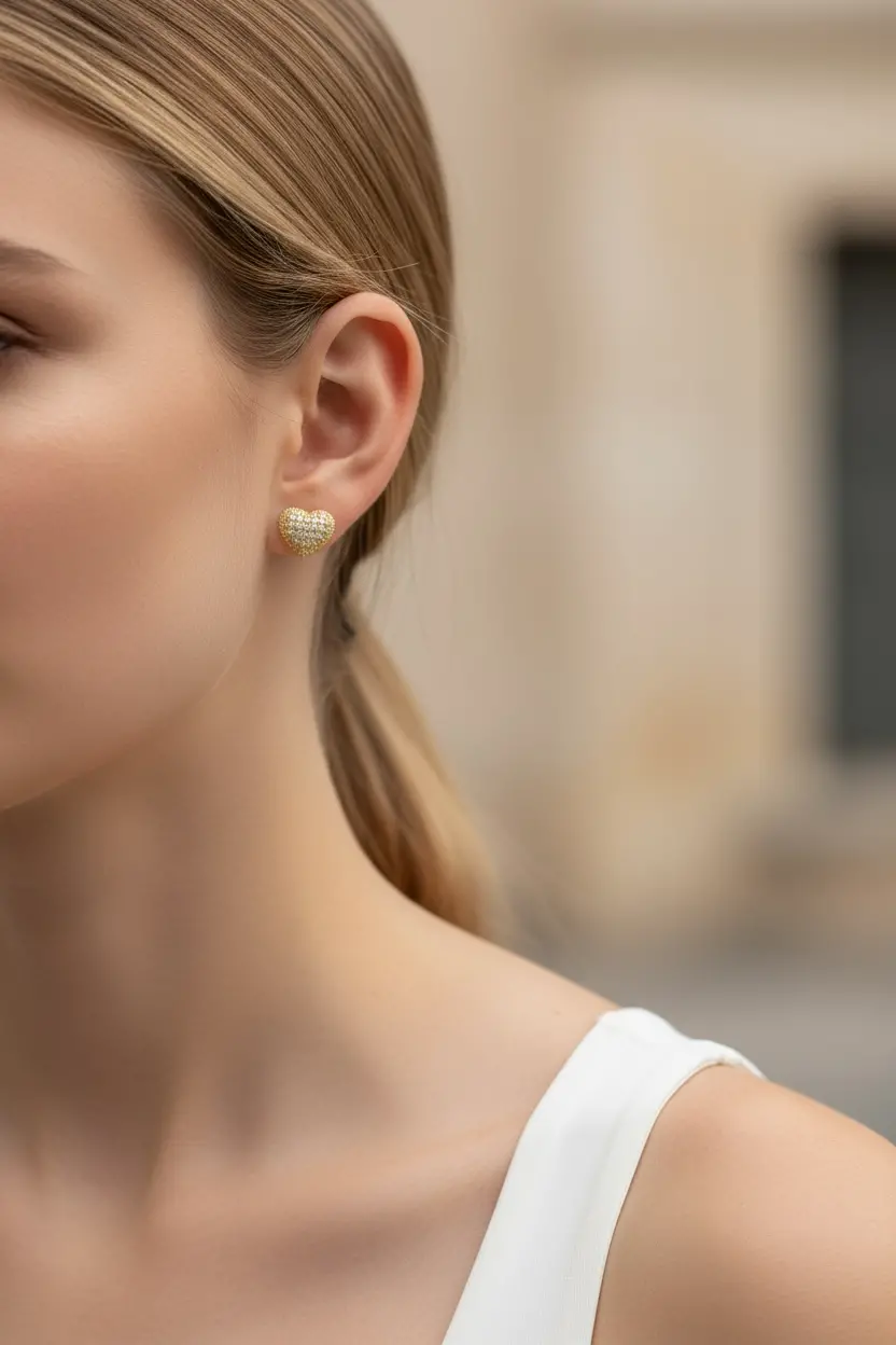 Heart Earrings with Sparkles