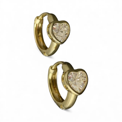 Diamond Heart Hoop Earrings