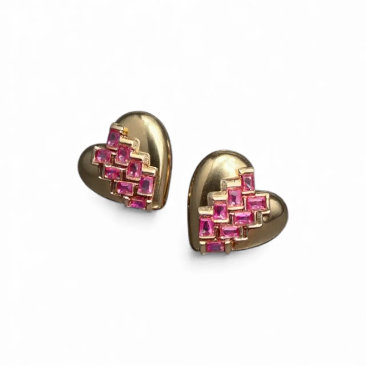 Heart earrings colored stones
