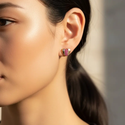 Heart earrings colored stones