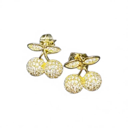 Cherry Earrings Sparkling Stones