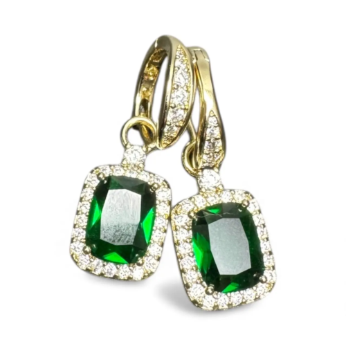 Emerald Stone Hoop Earrings