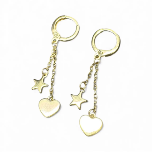 Long mini Star and Heart Earrings