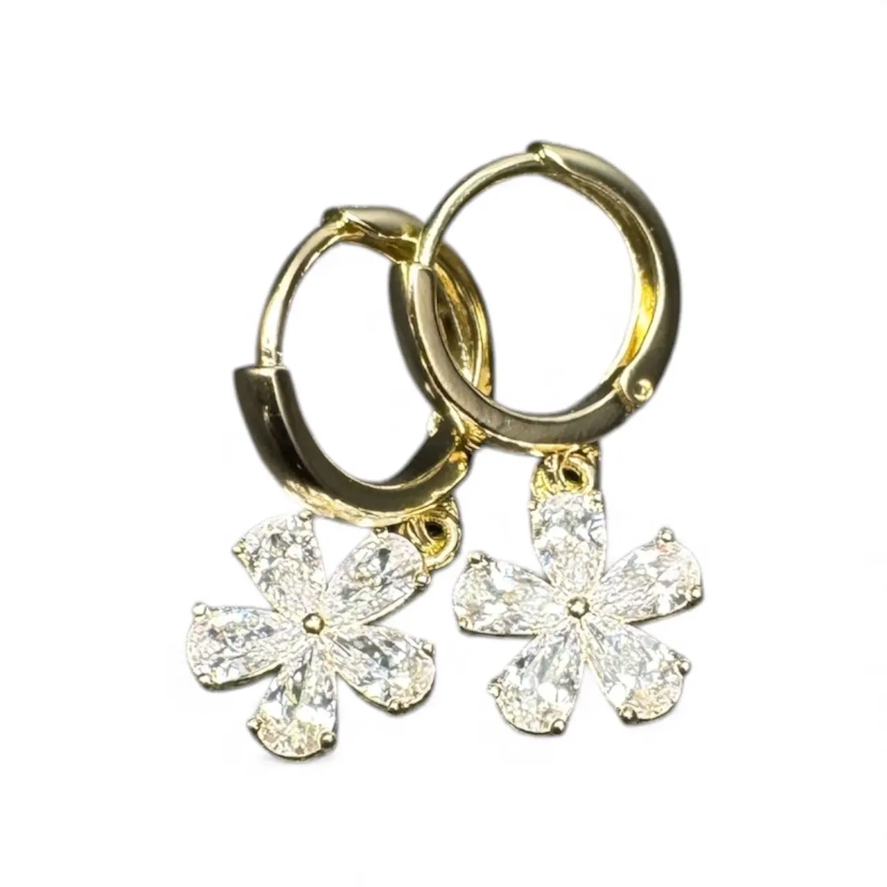 Hoop Earring with White Flower