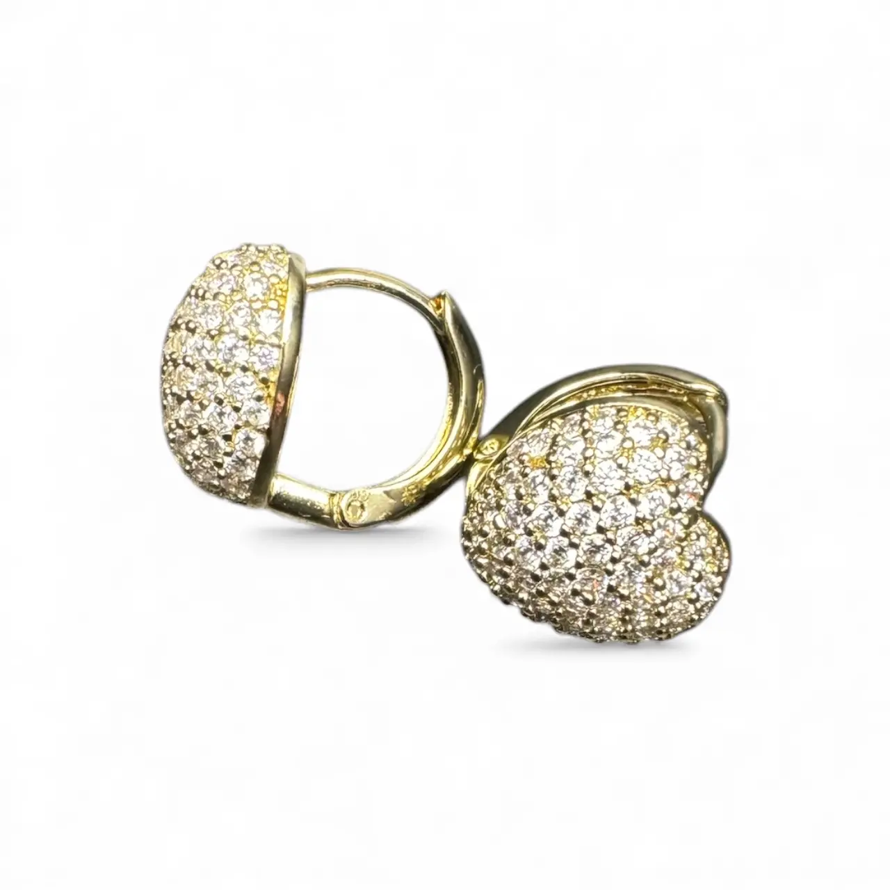 Heart-shaped Hoop Earring Sparkling Stones