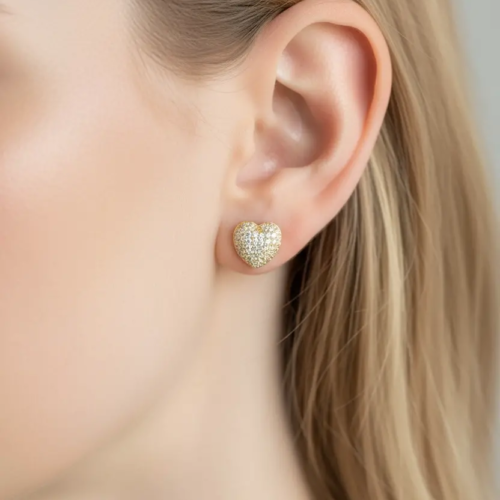 Heart-shaped Hoop Earring Sparkling Stones