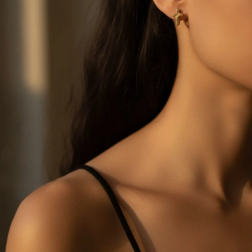 Cross Hoop Earring