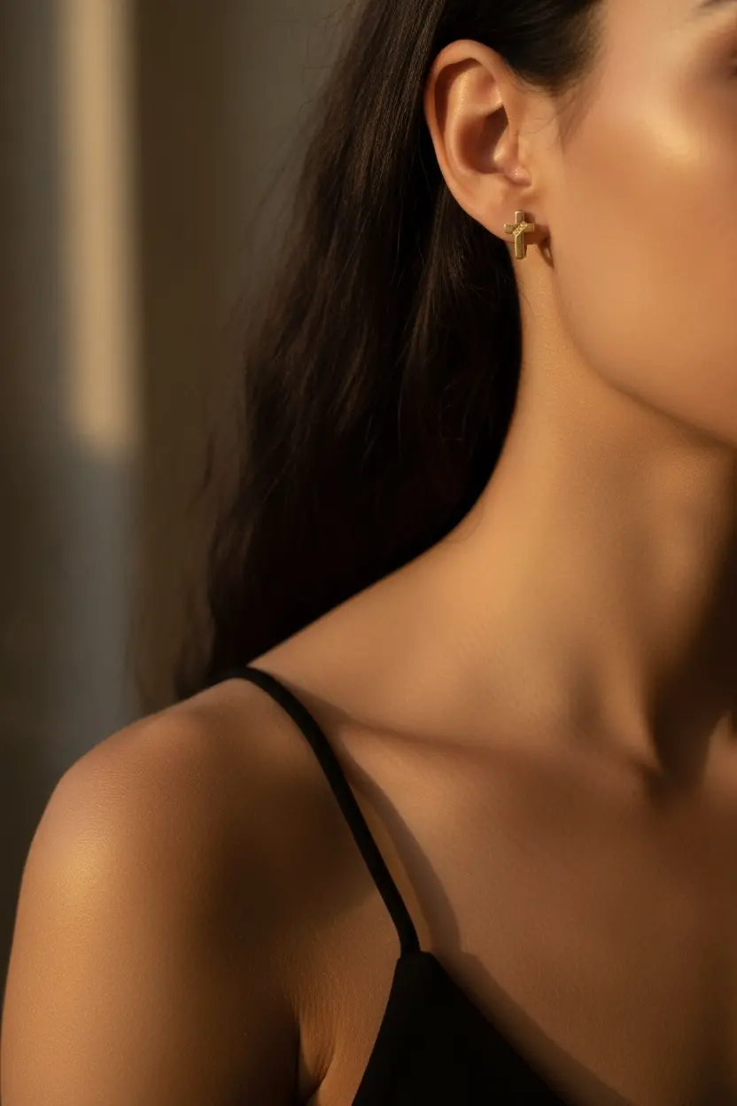 Cross Hoop Earring