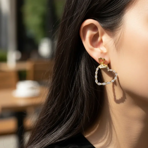 Heart Crown Earring