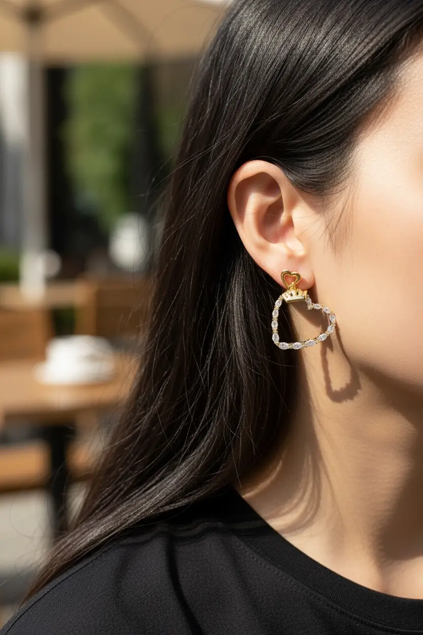 Heart Crown Earring
