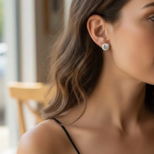 Large Diamond Stone Earring
