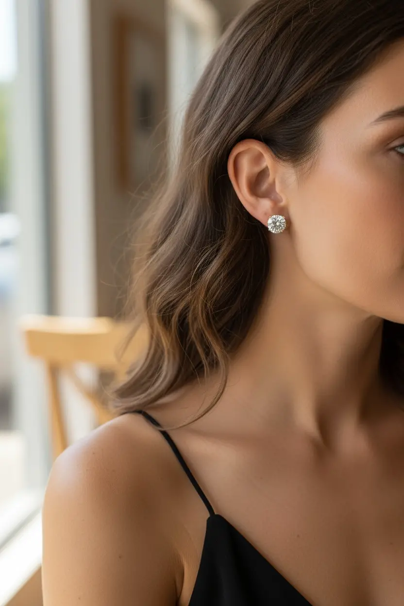 Large Diamond Stone Earring