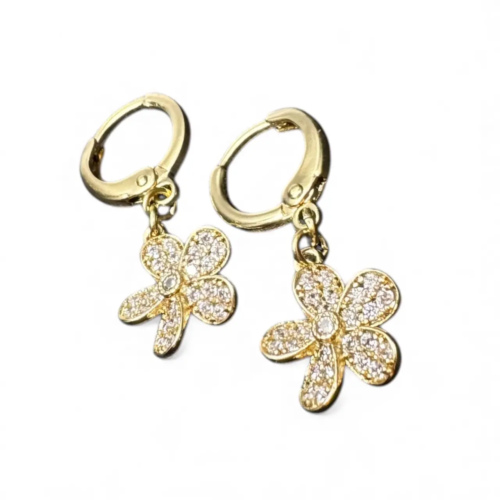 Hoop Earrings Flower on Stones