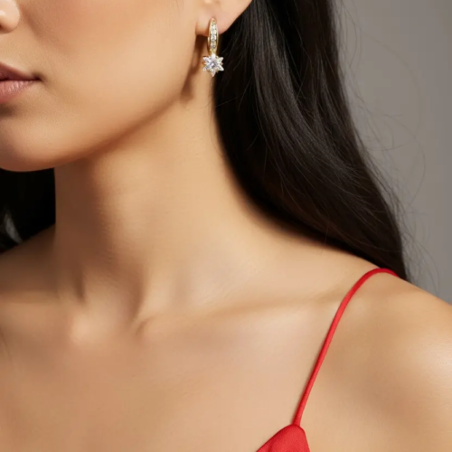 Star Diamond Hoop Earrings