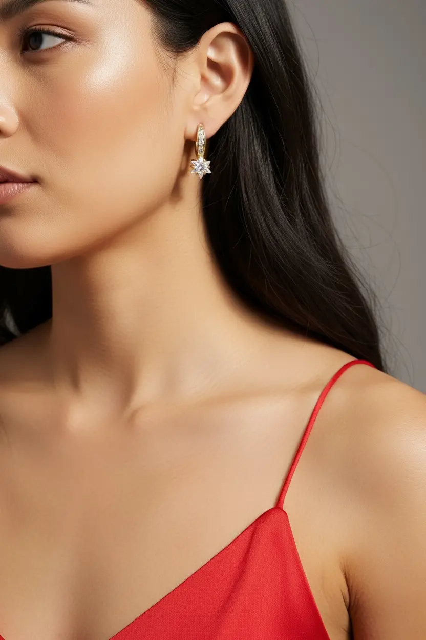 Star Diamond Hoop Earrings