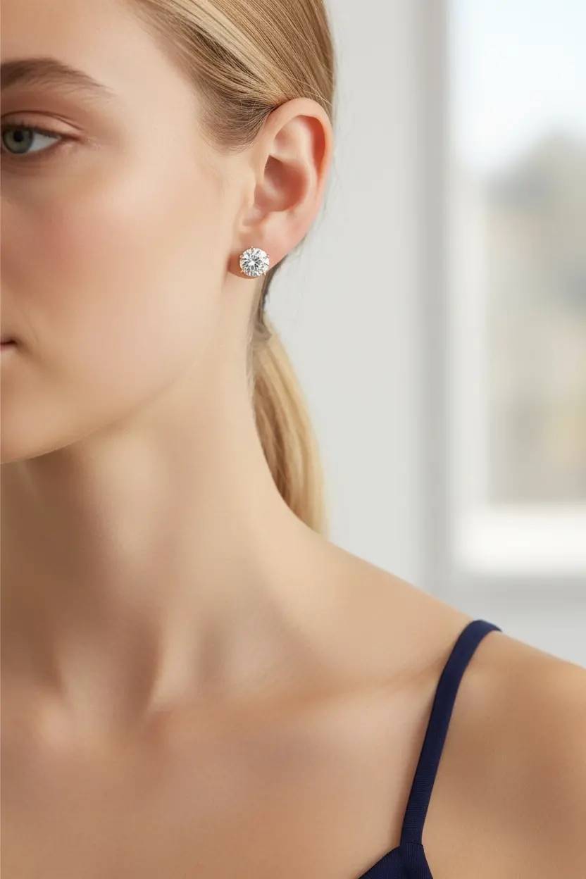 Large Diamond Stone Earring